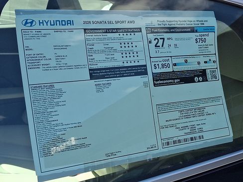 New 2026 Hyundai Sonata SEL AWD/4WD image 3