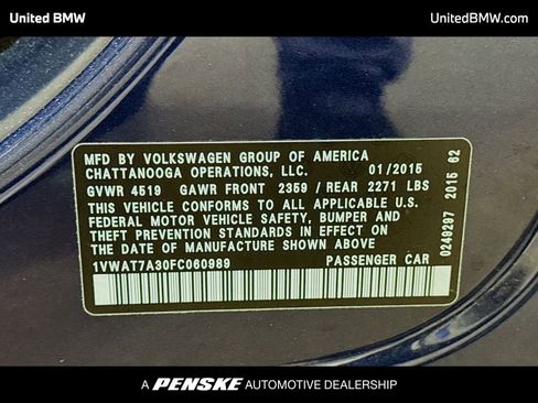 Used 2015 Volkswagen Passat 1.8T Wolfsburg Edition image 11