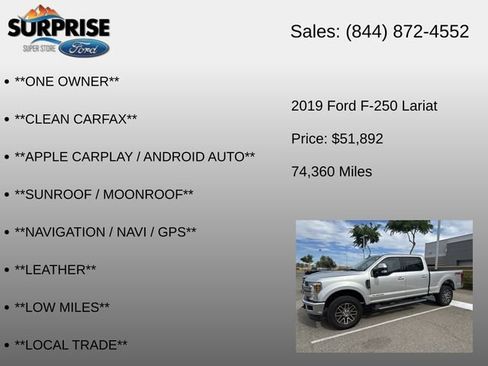 Used 2019 Ford F250 Lariat w/ Lariat Ultimate Package AWD/4WD image 6