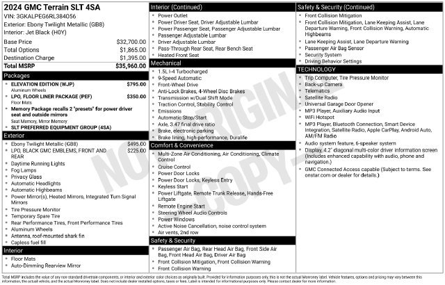 Used 2024 GMC Terrain SLT w/ Elevation Edition FWD image 2