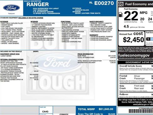 Used 2024 Ford Ranger Lariat w/ FX4 Off-Road Package AWD/4WD image 3