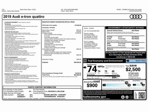 Used 2019 Audi e-tron Prestige w/ Prestige Package image 2