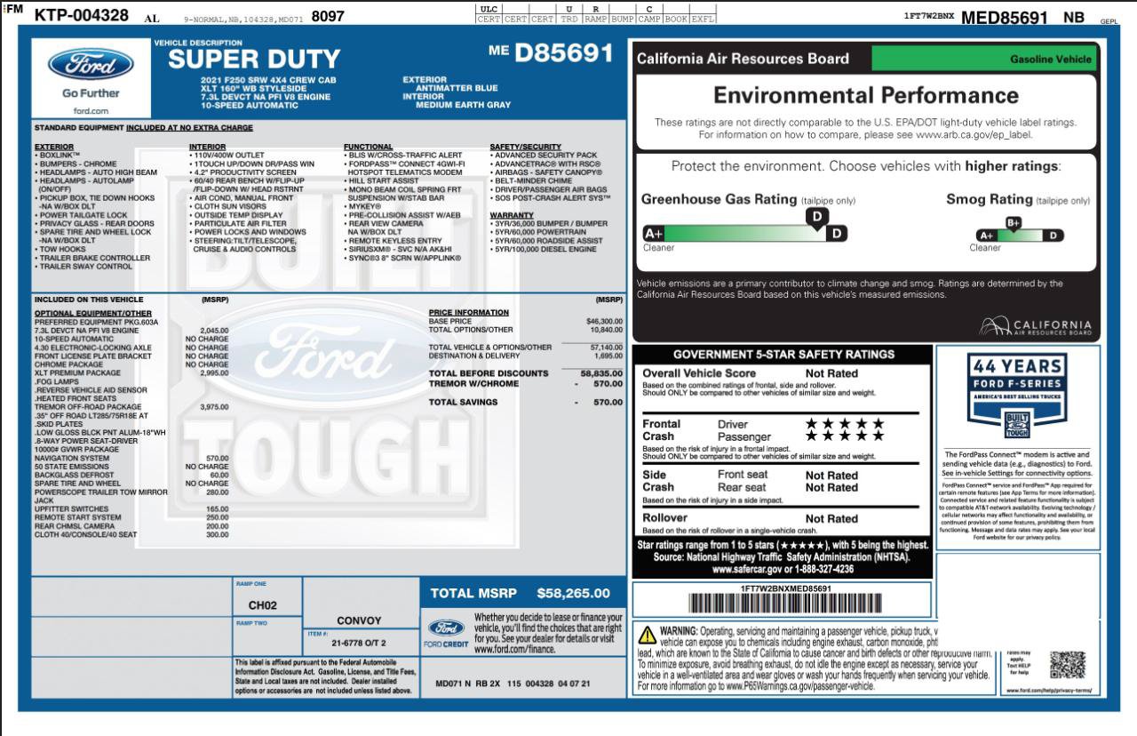 Used 2021 Ford F250 XLT w/ Tremor Off-Road Package AWD/4WD image 3