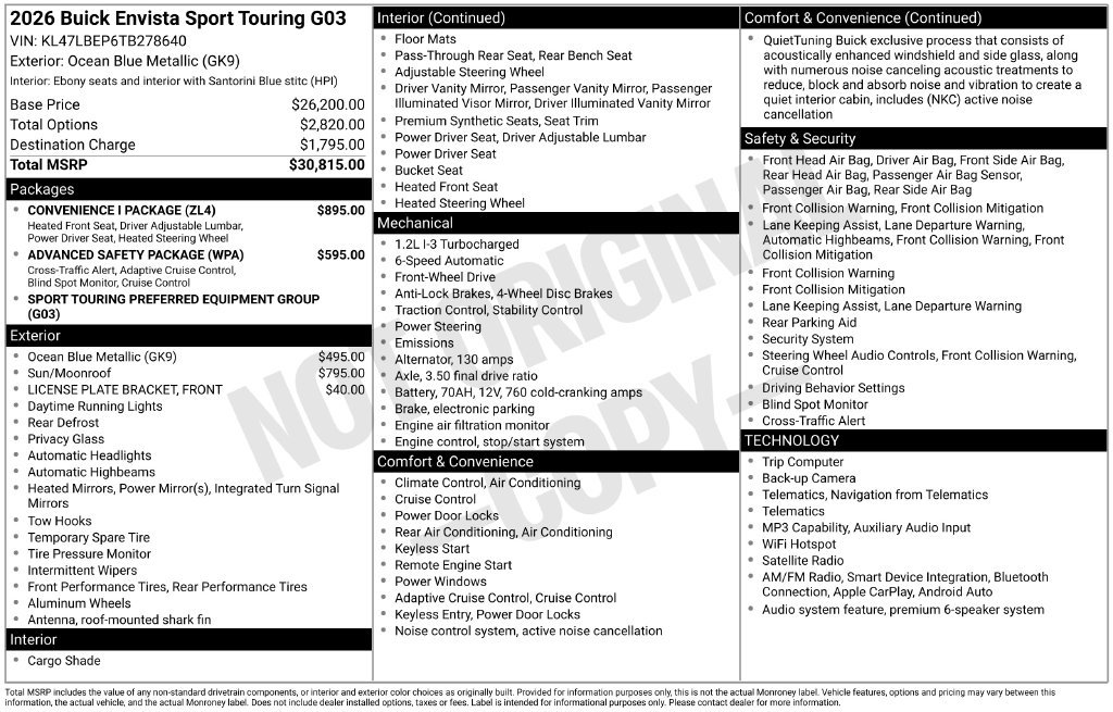 New 2026 Buick Envista Sport Touring w/ Convenience I Package FWD image 5