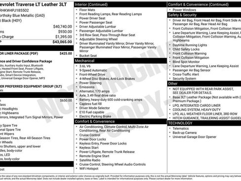 Used 2023 Chevrolet Traverse LT w/ LPO, Floor Liner Package FWD image 4