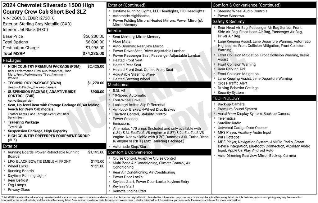 Used 2024 Chevrolet Silverado 1500 High Country w/ High Country Premium Package AWD/4WD image 5