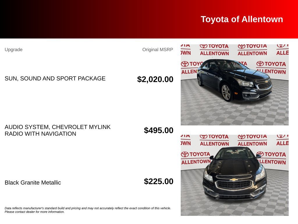 Used 2016 Chevrolet Cruze LTZ w/ Sun, Sound and Sport Package FWD image 5