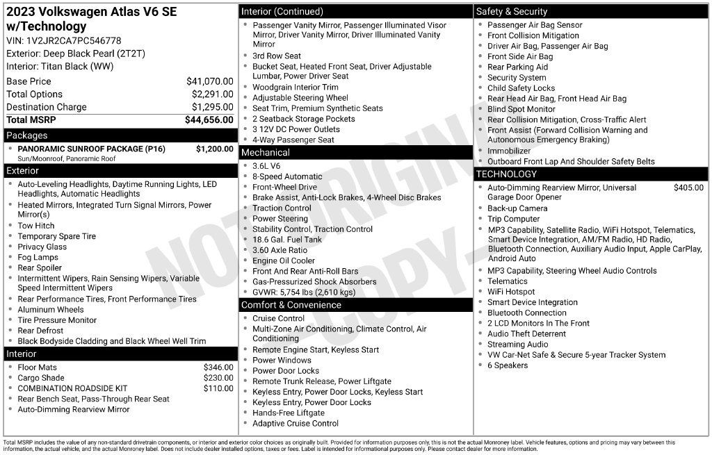Used 2023 Volkswagen Atlas SE w/ Panoramic Sunroof Package FWD image 4