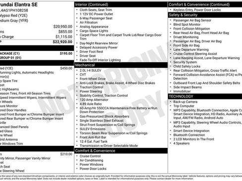 Used 2023 Hyundai Elantra SE w/ Cargo Package FWD image 2