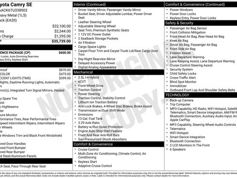 New 2026 Toyota Camry SE w/ Convenience Package FWD image 16