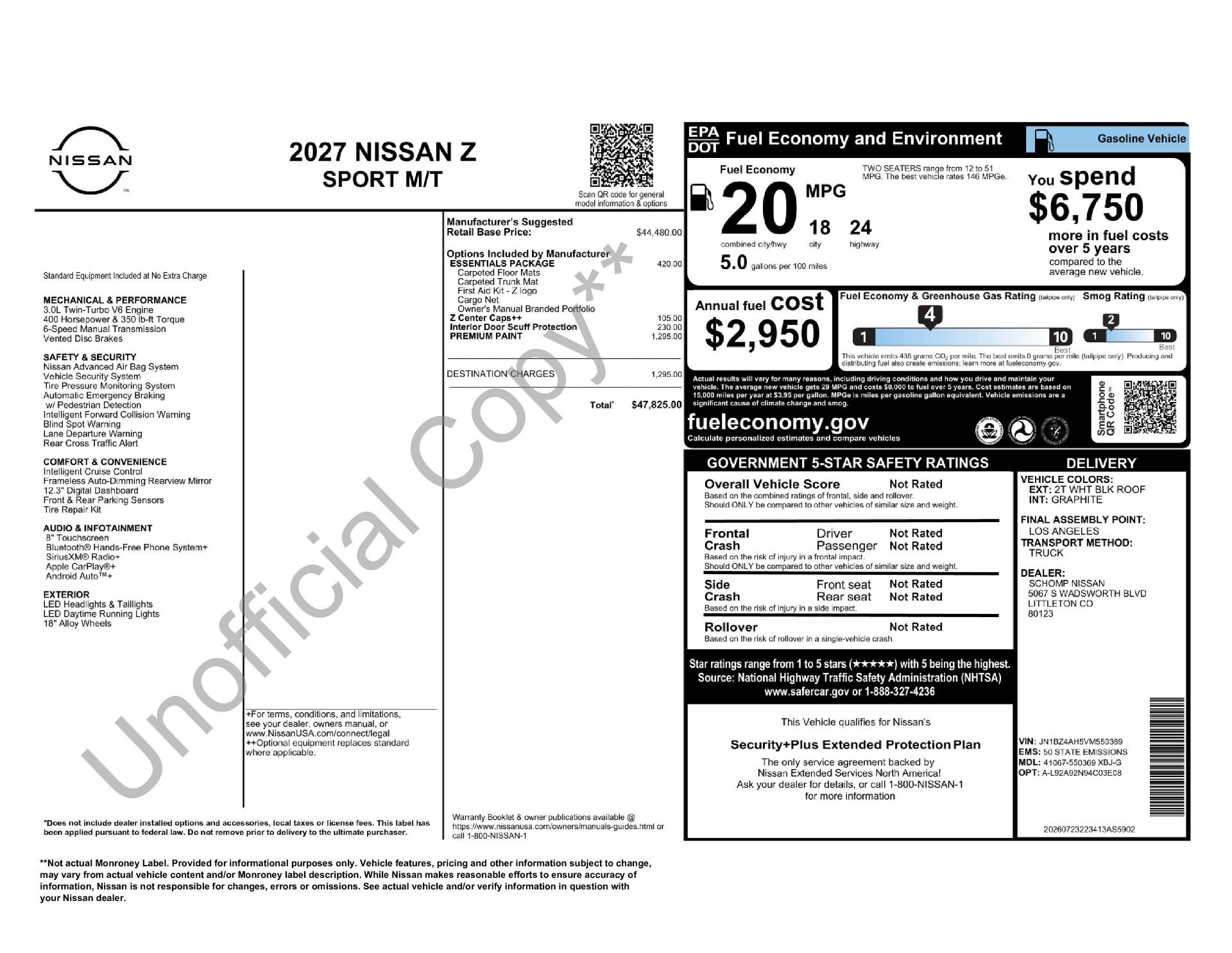 New 2027 Nissan Z Sport w/ Essentials Package (Sport) RWD image 11