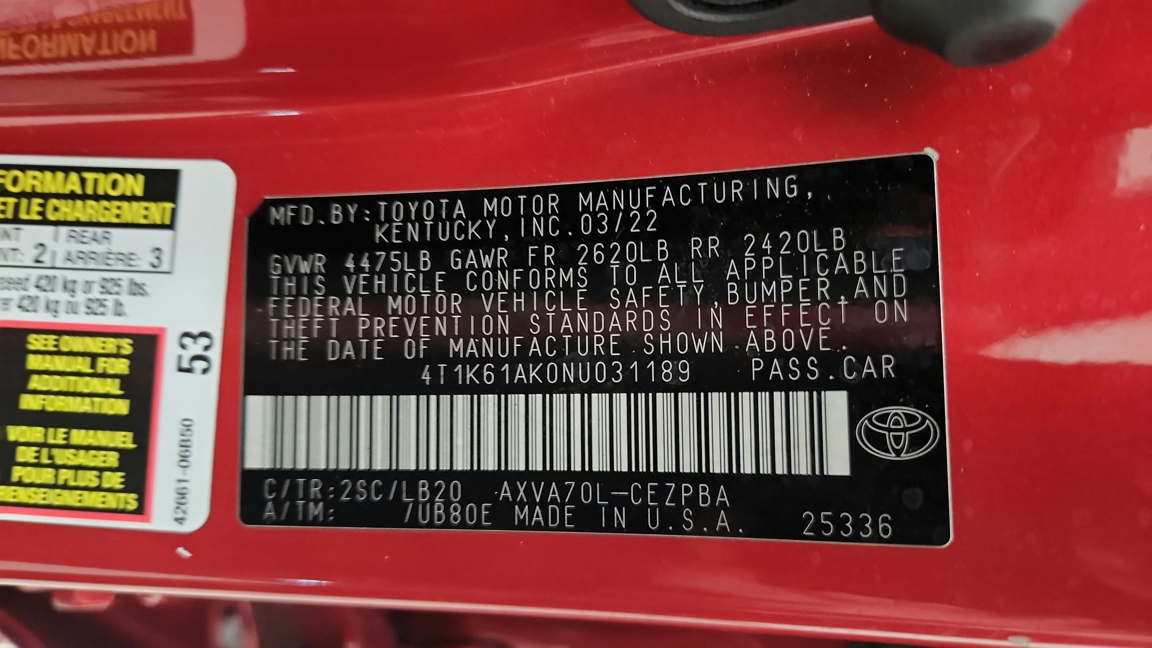 Used 2022 Toyota Camry XSE w/ Navigation Package FWD image 20