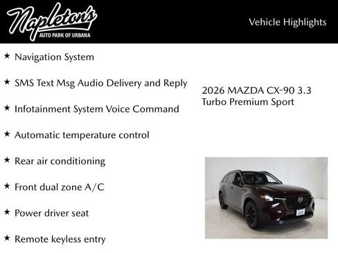 New 2026 MAZDA CX-90 3.3 Turbo w/ Premium Sport Pkg AWD/4WD image 15