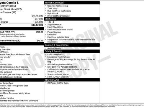 Used 2008 Toyota Corolla S w/ Extra Value Pkg 1 FWD image 4