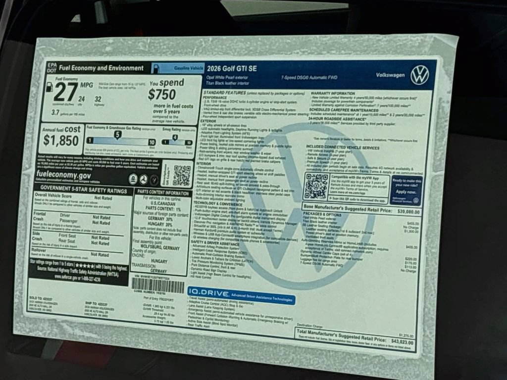 New 2026 Volkswagen GTI SE FWD image 25