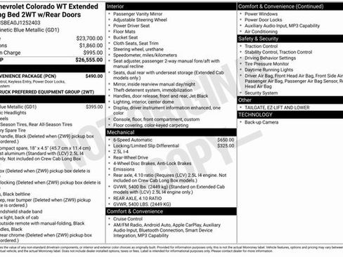 Used 2018 Chevrolet Colorado W/T w/ WT Convenience Package image 2