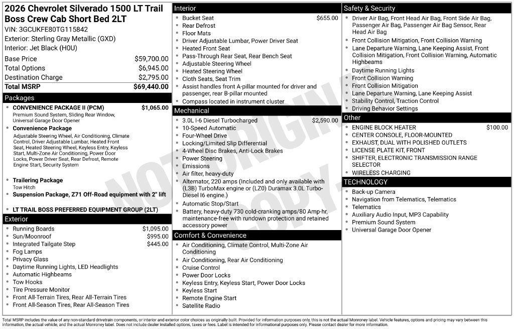 Used 2026 Chevrolet Silverado 1500 LT Trail Boss w/ Convenience Package II AWD/4WD image 34