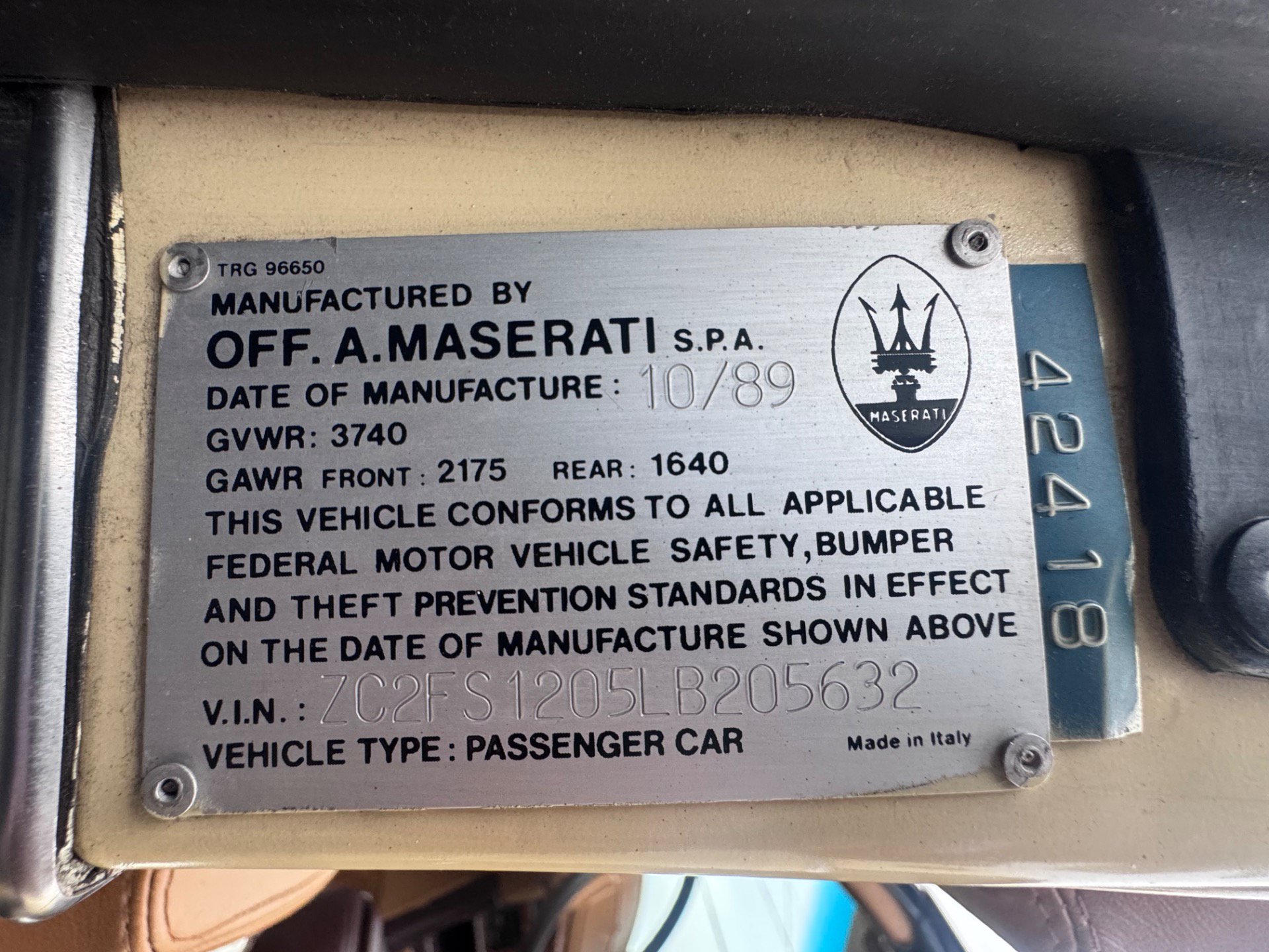 Used 1990 Chrysler TC by Maserati FWD image 7