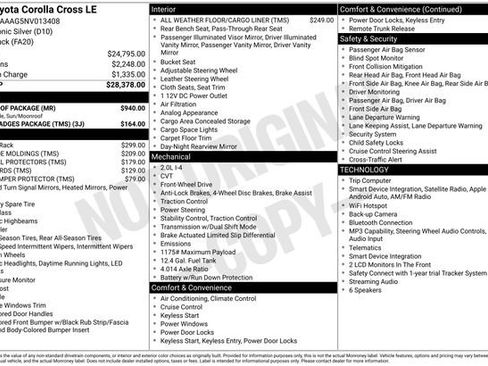 Used 2022 Toyota Corolla Cross LE w/ Moonroof Package FWD image 3