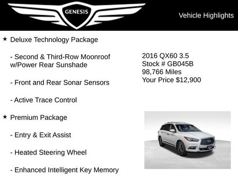 Used 2016 INFINITI QX60 Luxe w/ Deluxe Technology Package AWD/4WD image 21
