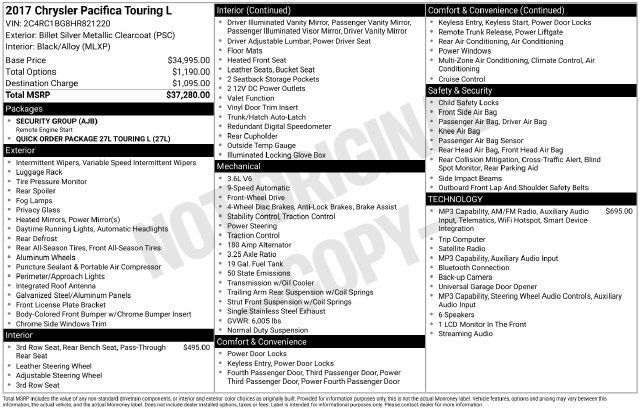 Used 2017 Chrysler Pacifica Touring-L FWD image 29