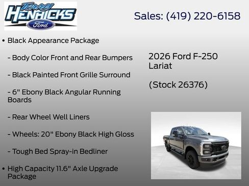 New 2026 Ford F250 Lariat w/ Black Appearance Package AWD/4WD image 12