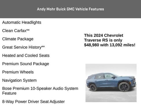 Used 2024 Chevrolet Traverse RS AWD/4WD image 8