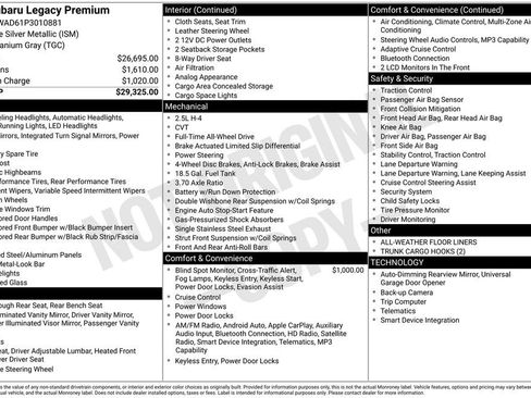Certified 2023 Subaru Legacy Premium image 10