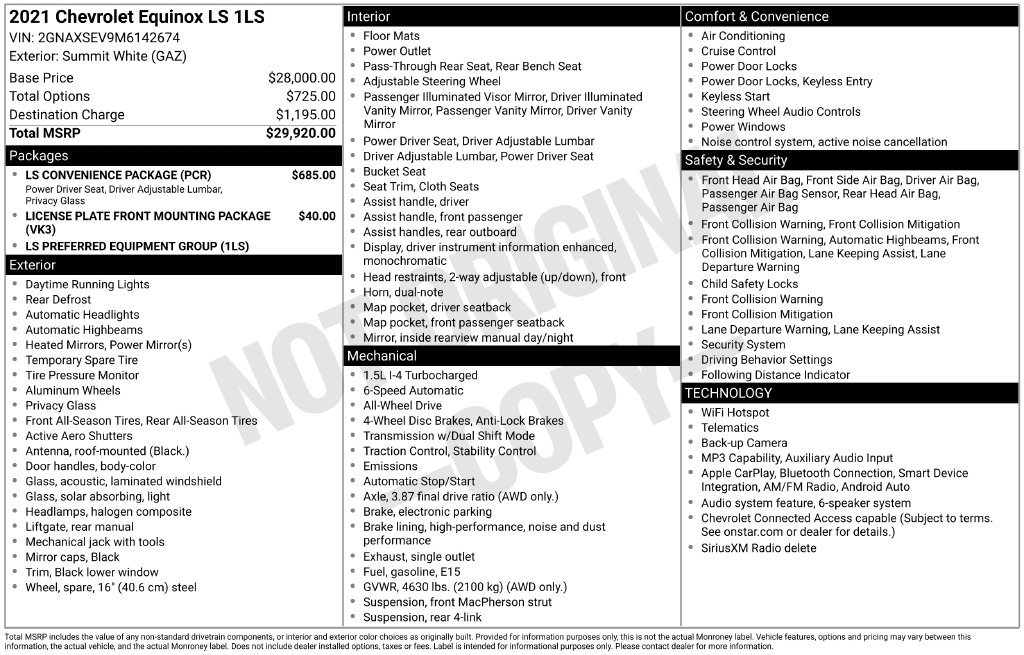 Used 2021 Chevrolet Equinox LS w/ LS Convenience Package AWD/4WD image 8