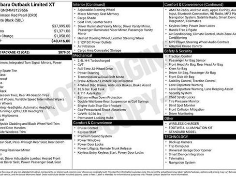 Used 2021 Subaru Outback Limited XT w/ Popular Package #2 image 32