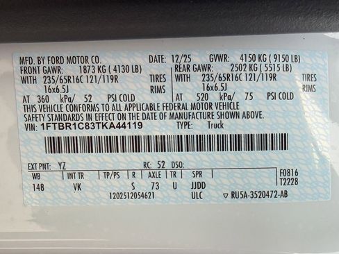 New 2026 Ford Transit 250 148 Medium Roof w/ Load Area Protection Package image 11