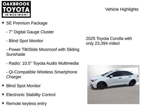 Used 2025 Toyota Corolla SE w/ SE Premium Package FWD image 8