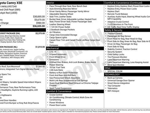 Used 2020 Toyota Camry XSE w/ Driver Assist Package FWD image 44