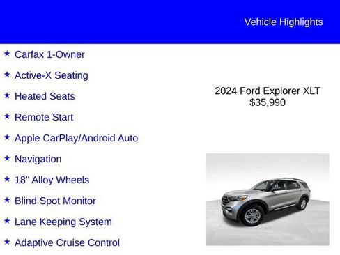 Certified 2024 Ford Explorer XLT w/ Equipment Group 202A AWD/4WD image 3