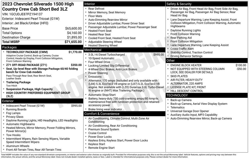Used 2023 Chevrolet Silverado 1500 High Country w/ Technology Package AWD/4WD image 14