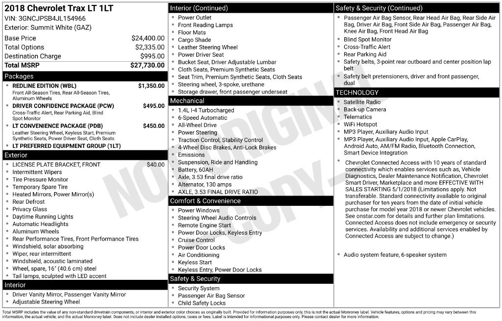 Used 2018 Chevrolet Trax LT w/ Redline Edition AWD/4WD image 45