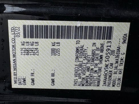 Used 2022 Nissan Maxima SV w/ Floor Mat Group image 35