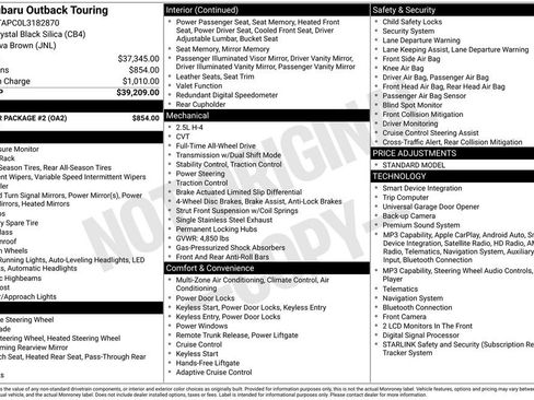 Used 2020 Subaru Outback Touring w/ Popular Package #2 AWD/4WD image 10