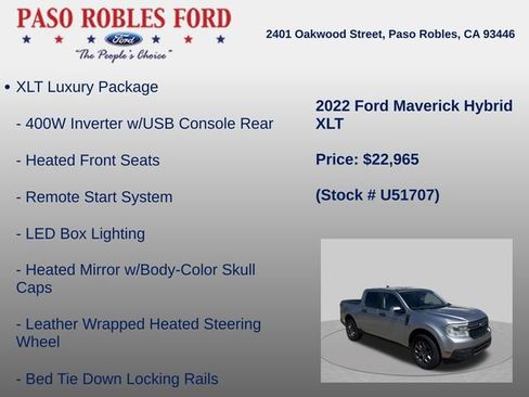 Used 2022 Ford Maverick XLT w/ XLT Luxury Package FWD image 5