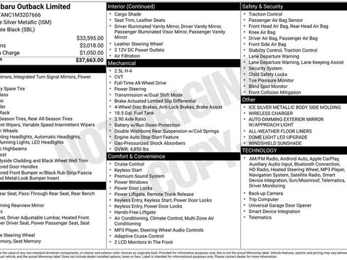Used 2021 Subaru Outback Limited AWD/4WD image 6