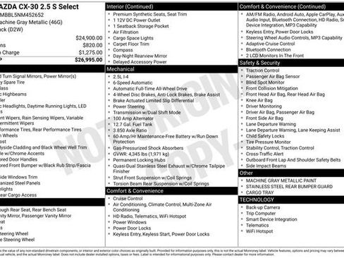 Used 2022 MAZDA CX-30 AWD 2.5 S w/ Select Package image 6