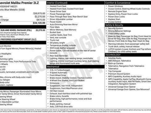 Used 2017 Chevrolet Malibu Premier w/ Premier Sun and Wheel Package FWD image 37