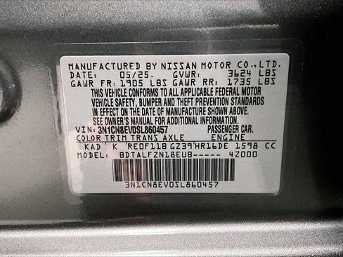 Certified 2025 Nissan Versa SV w/ Trunk Package image 32