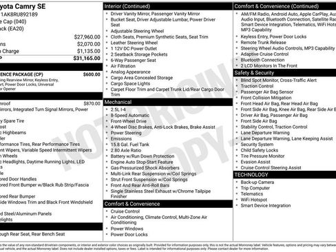 Used 2024 Toyota Camry SE w/ Convenience Package FWD image 36