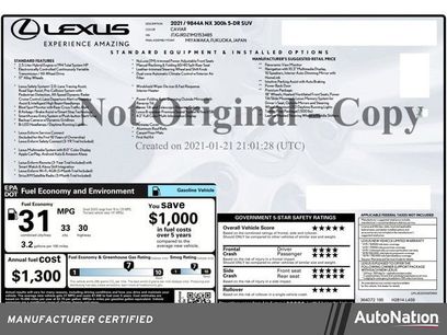 Used 2021 Lexus NX 300h AWD w/ Premium Package