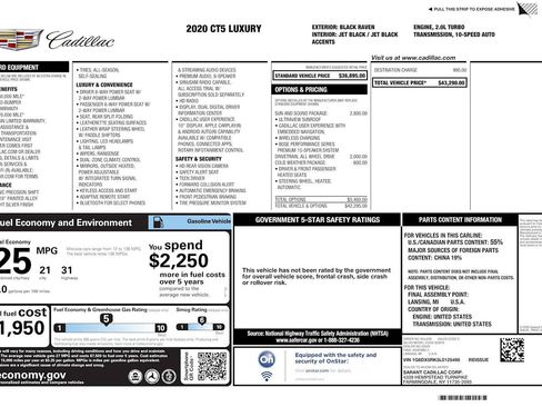 Used 2020 Cadillac CT5 Luxury w/ Sun And Sound Package AWD/4WD image 32