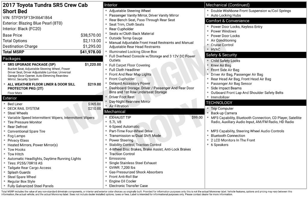 Used 2017 Toyota Tundra SR5 w/ SR5 Upgrade Package AWD/4WD image 38