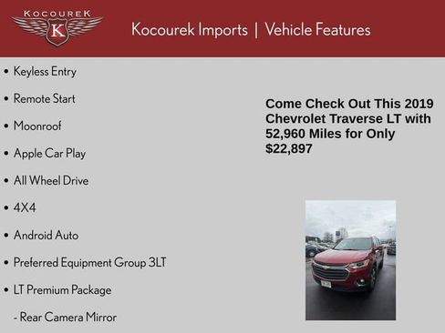 Used 2019 Chevrolet Traverse LT w/ LT Premium Package image 4