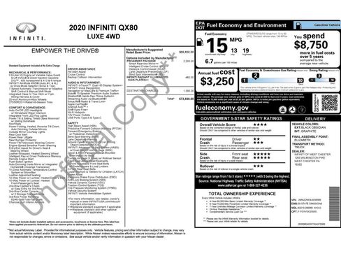 Used 2020 INFINITI QX80 Luxe w/ Proassist Package image 2
