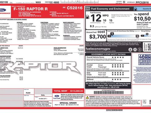Certified 2023 Ford F150 Raptor w/ Equipment Group 802A Raptor R AWD/4WD image 3